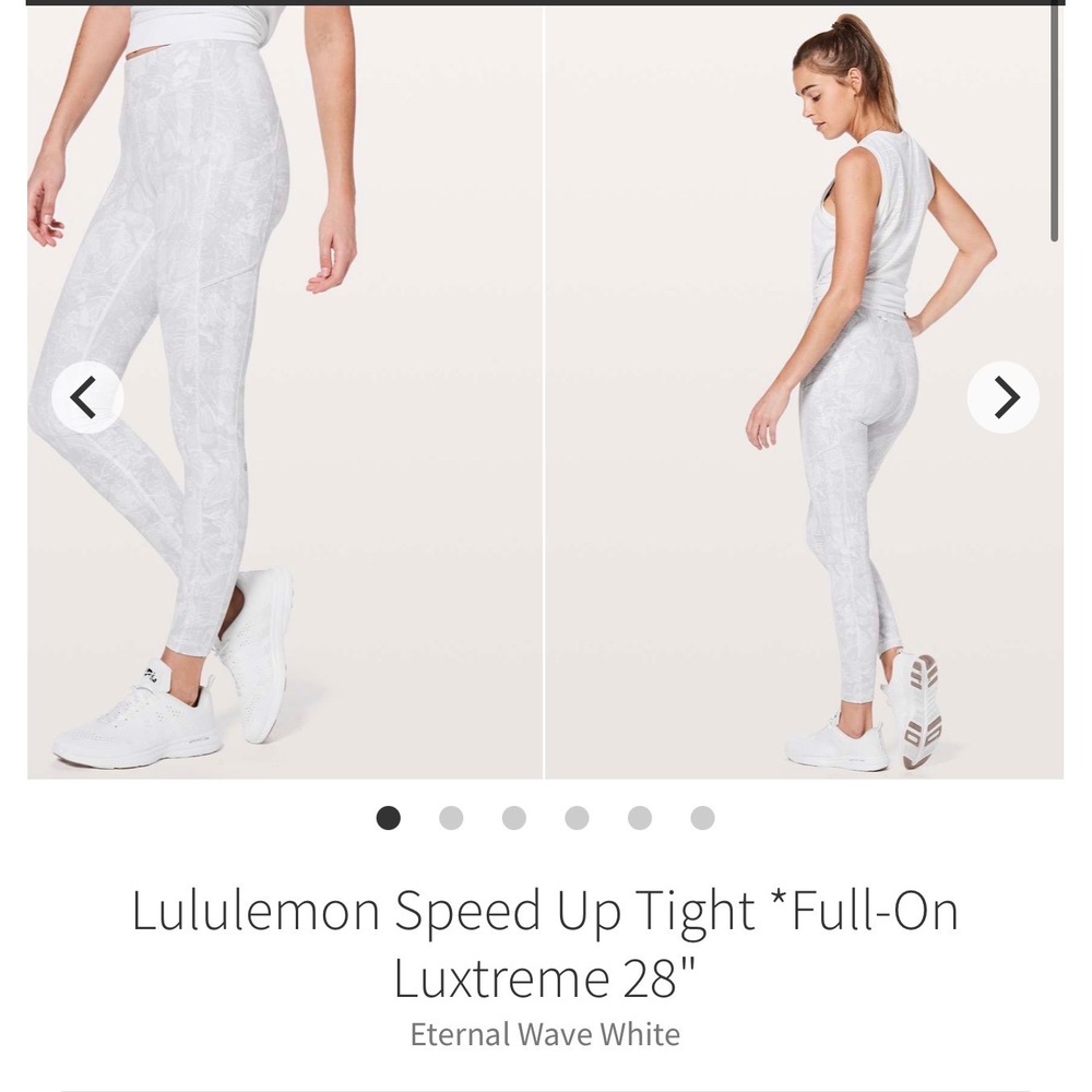 Lululemon Speed Up Tight Full-On Luxtreme 10 White Eternal Wave 28" Leggings